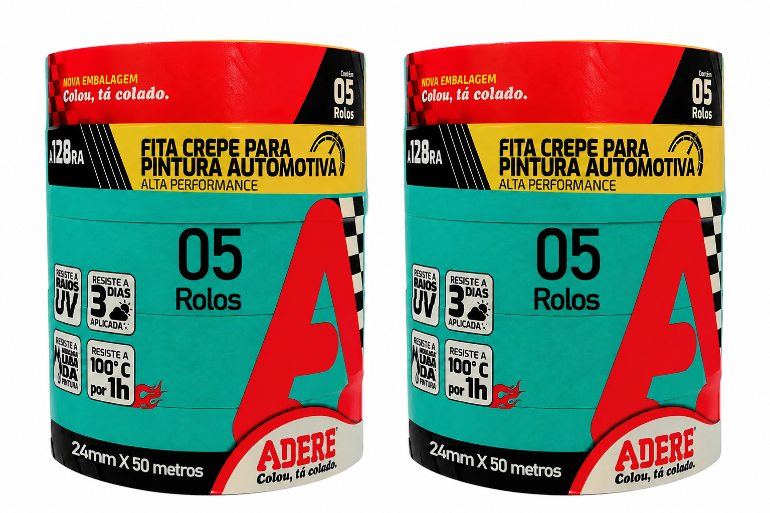 Kit 10 - Fita Crepe Automotiva Verde Adere 525 24mmx50m