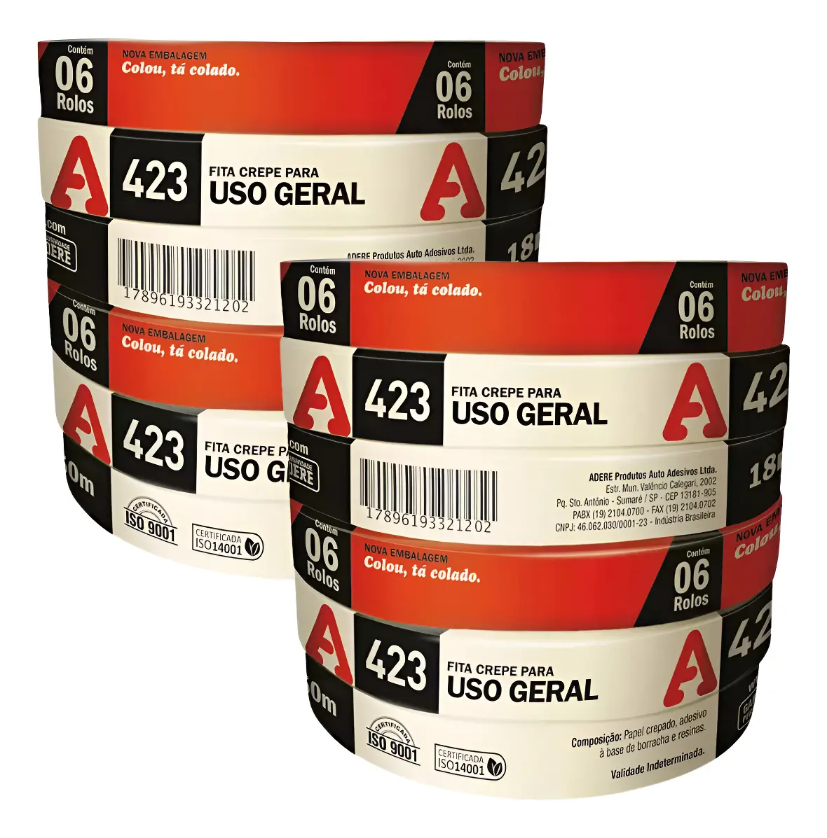 Kit 12 - FITA CREPE PARA USO GERAL 18MM X 50M - CÓD. 423