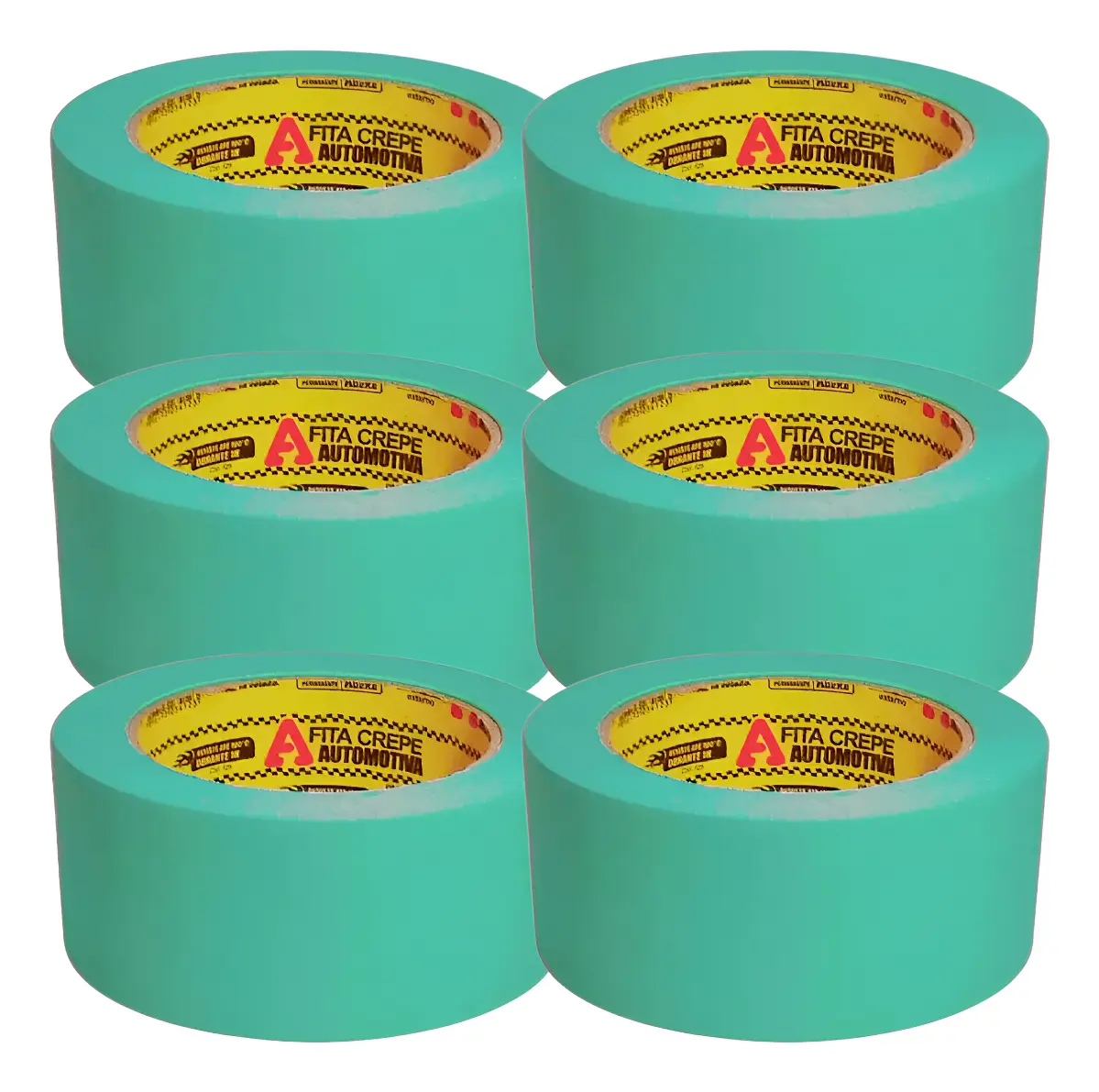 Kit 6 - Fita Crepe Automotiva Verde Adere 525 48mmx50m